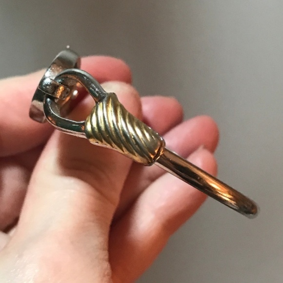 Abalone Hinged Bracelet Silver Cuff Gold Details 6 - Picture 4 of 5